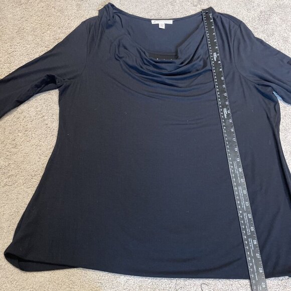 JM Collection Sequin Top Tunic Womens 2X Black Cowl Drapey Layered Stretch NWT - Picture 8 of 10
